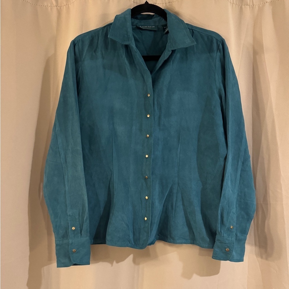 Lemon Grass Teal Button Down Shirt